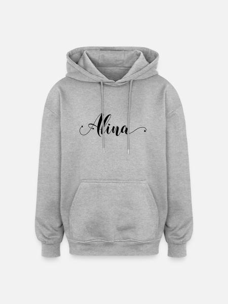 (alina) - Oversized Unisex Hoodie - Grau meliert