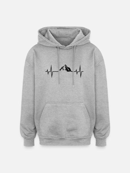 mountains puls ekg - Oversized Unisex Hoodie - Grau meliert