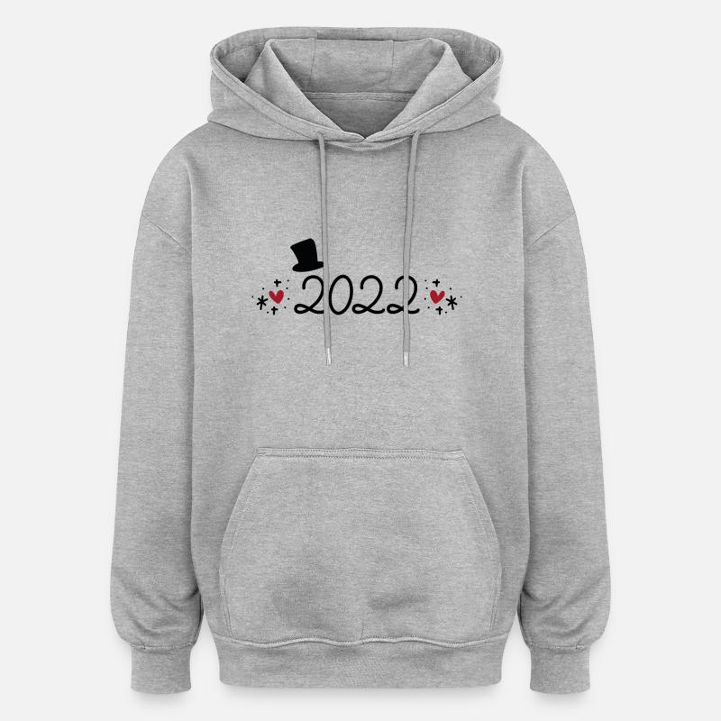 2022 - Sweat à capuche oversize unisexe - gris chiné