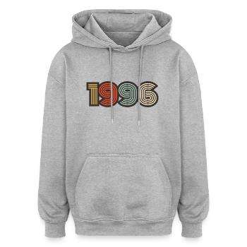 1996 rétro vintage - Sweat à capuche oversize unisexe - gris chiné - Devant - Noah (186cm)