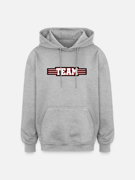 Team Design - Oversized Unisex Hoodie - Grau meliert
