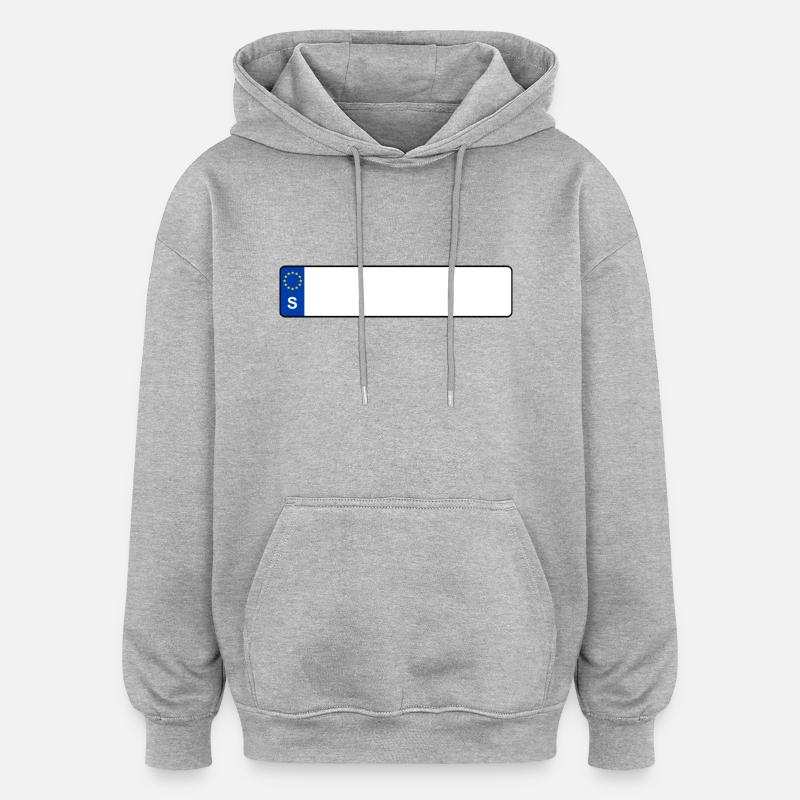 plaque d'immatriculation S - Sweat à capuche oversize unisexe - gris chiné