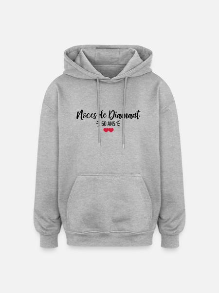 noces de Diamant - Sweat à capuche oversize unisexe - gris chiné