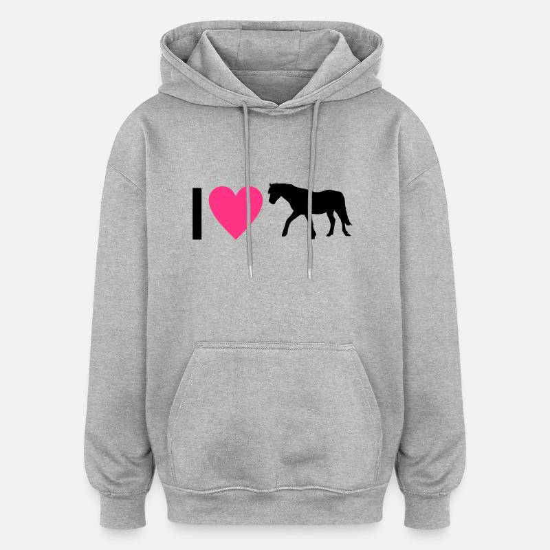 Pferd - Oversized Unisex Hoodie - Grau meliert