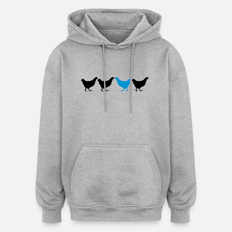 Être différent Huhn - Sweat à capuche oversize unisexe - gris chiné