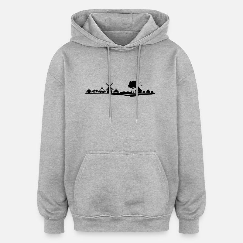 Landschaft - Spreewald - Oversized Unisex Hoodie - Grau meliert