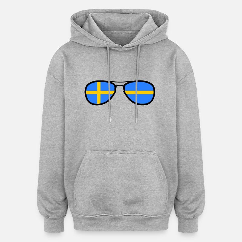 Lunettes - Drapeau Suède - Sweat à capuche oversize unisexe - gris chiné