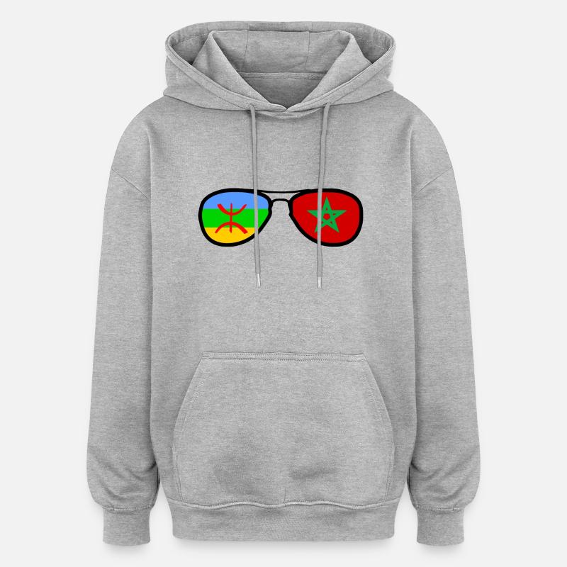 Drapeau Amazigh Maroc - lunettes - Sweat à capuche oversize unisexe - gris chiné