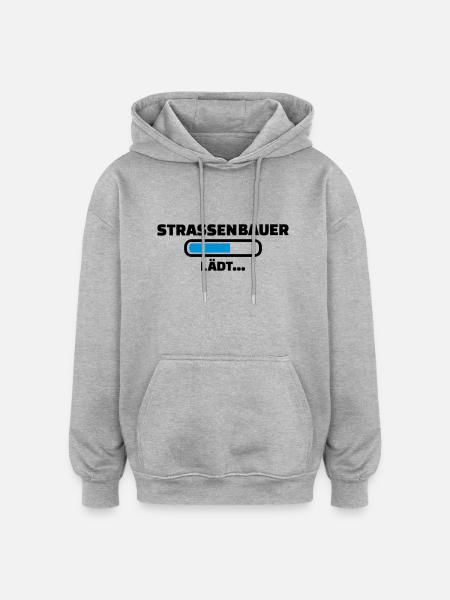 Straßenbauer - Oversized Unisex Hoodie - Grau meliert