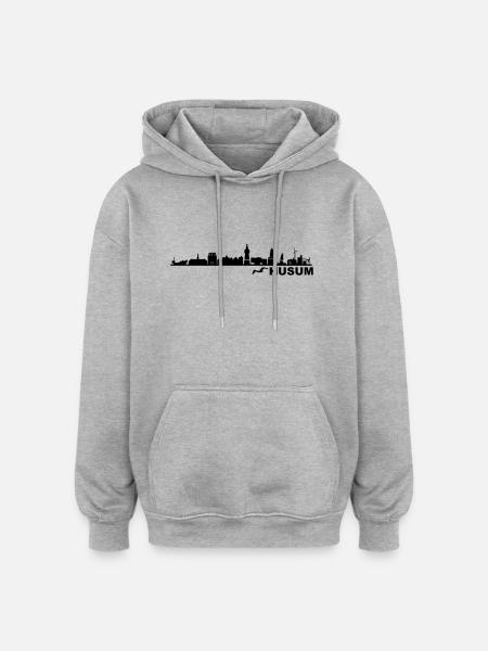 Skyline - Küste Husum - Oversized Unisex Hoodie - Grau meliert