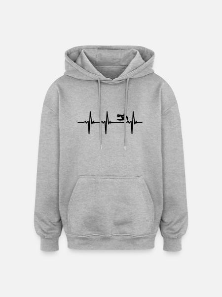 Heartbeat Parkour EKG - Oversized Unisex Hoodie - heather grey