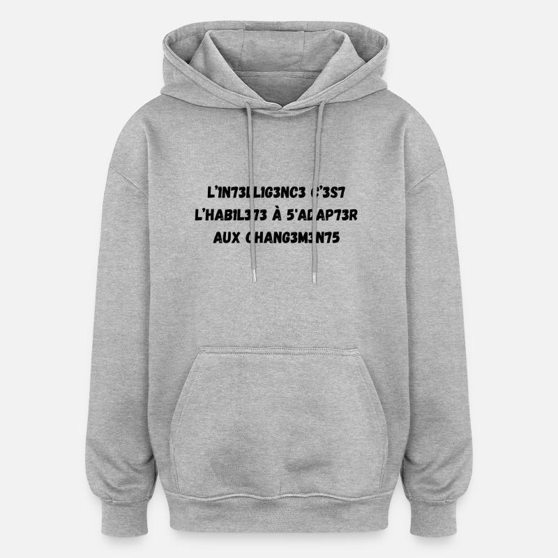 intelligence - Sweat à capuche oversize unisexe - gris chiné