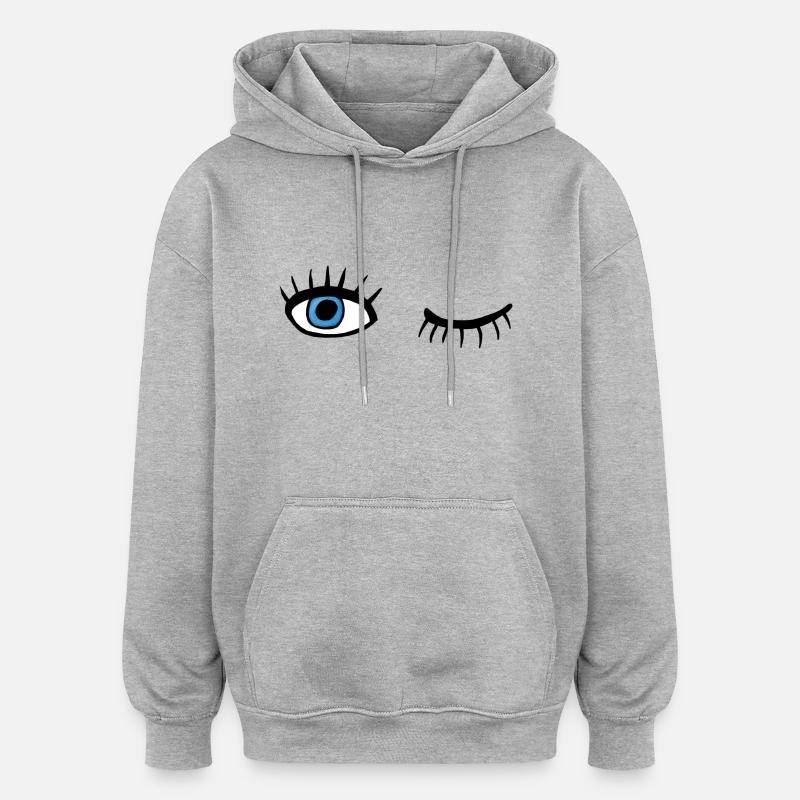 clignement des yeux - Sweat à capuche oversize unisexe - gris chiné