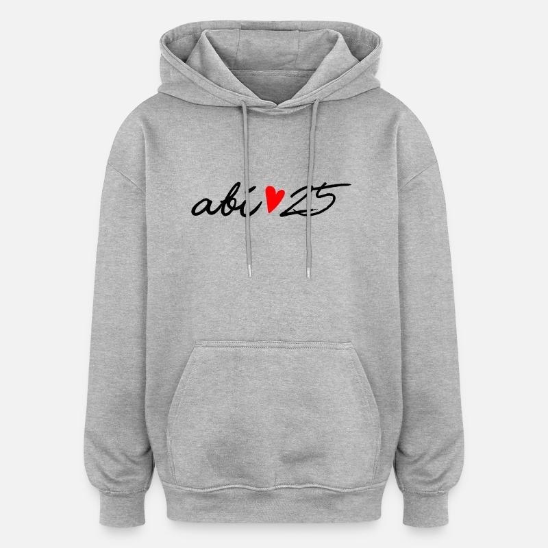 Abi 25 - Sweat à capuche oversize unisexe - gris chiné