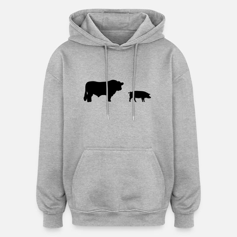 bœuf boeuf - Sweat à capuche oversize unisexe - gris chiné
