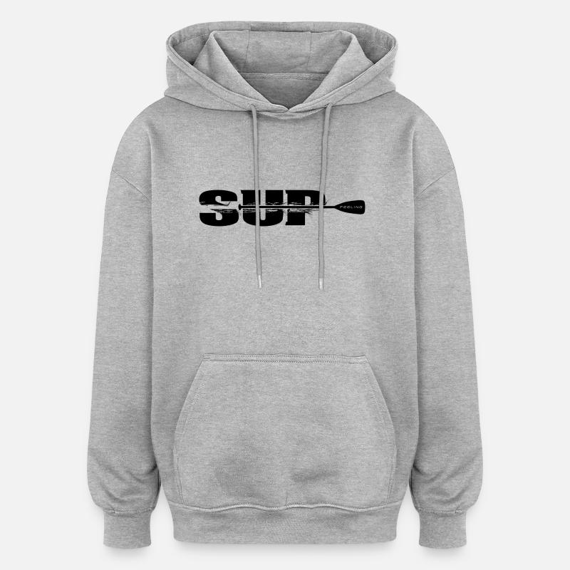 SUP-Bullet-black - Sweat à capuche oversize unisexe - gris chiné