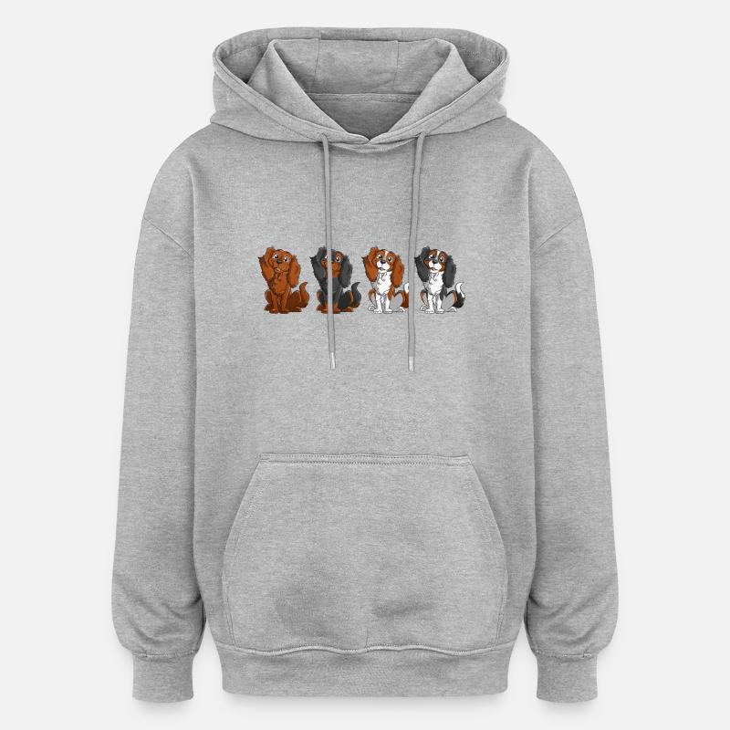 King Charles - Linie - Oversized Unisex Hoodie - Grau meliert
