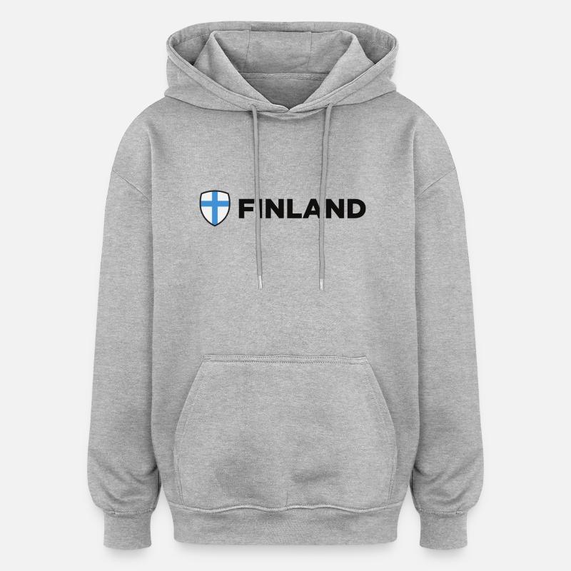 Drapeau national de la Finlande - Sweat à capuche oversize unisexe - gris chiné