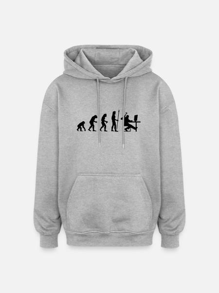 evolution_pc_1 - Sweat à capuche oversize unisexe - gris chiné