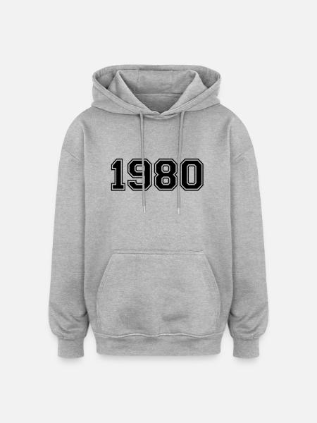 1980 - Sweat à capuche oversize unisexe - gris chiné