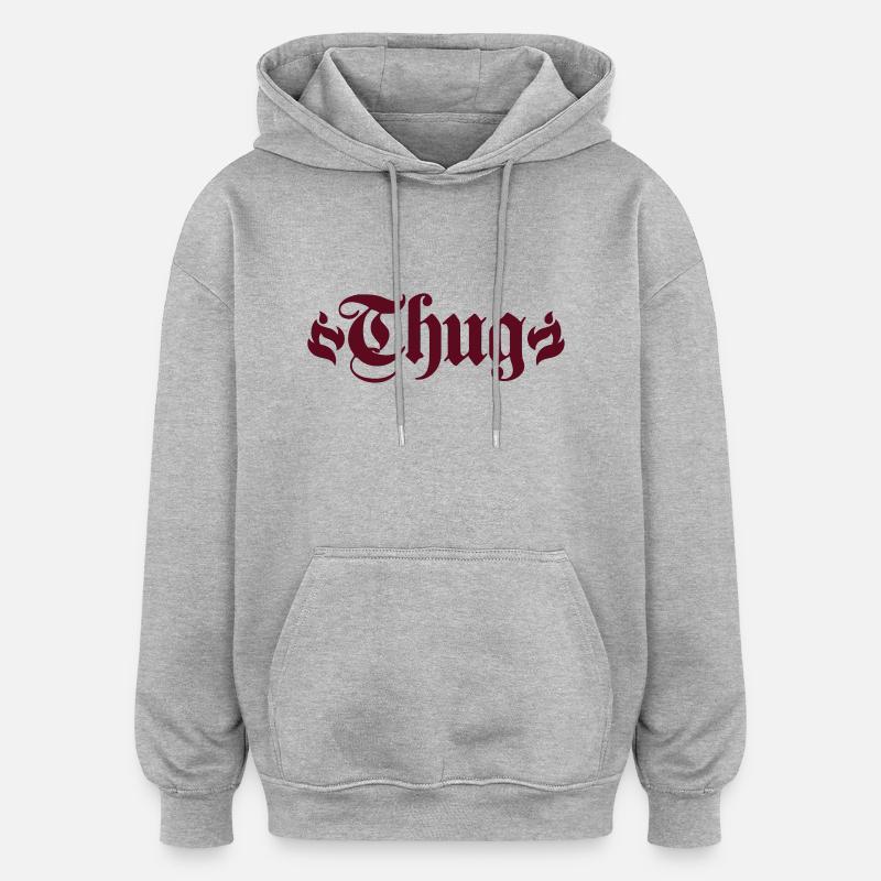 thug - Sweat à capuche oversize unisexe - gris chiné