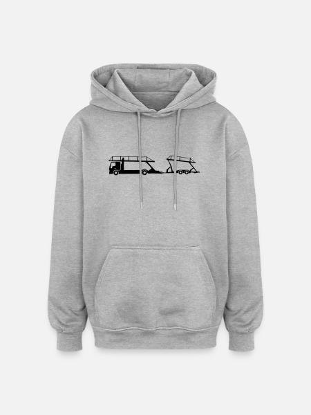 Beförderung Autotransporter_b1 - Oversized Unisex Hoodie - Grau meliert