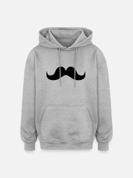 mustache - Oversized Unisex Hoodie - heather grey