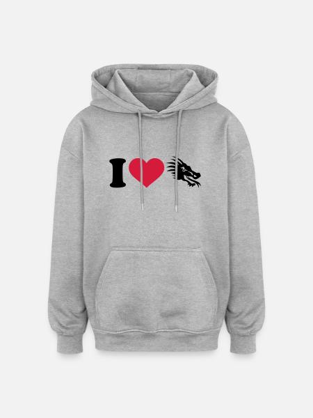 I love dragons - Oversized Unisex Hoodie - heather grey