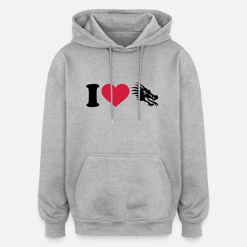 Drachen - Oversized Unisex Hoodie - Grau meliert