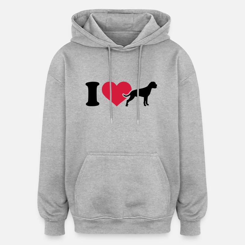 I love Boxer - Sweat à capuche oversize unisexe - gris chiné