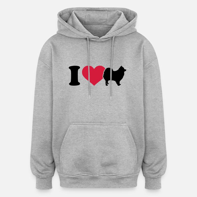 I love Loulou - Sweat à capuche oversize unisexe - gris chiné