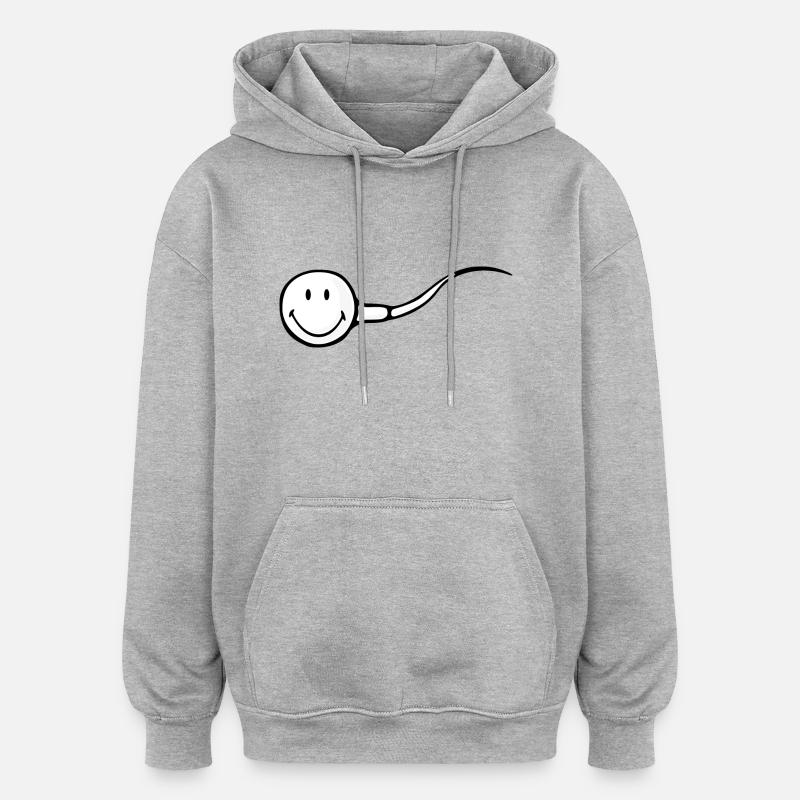 Smiley Sperm - Sweat à capuche oversize unisexe - gris chiné