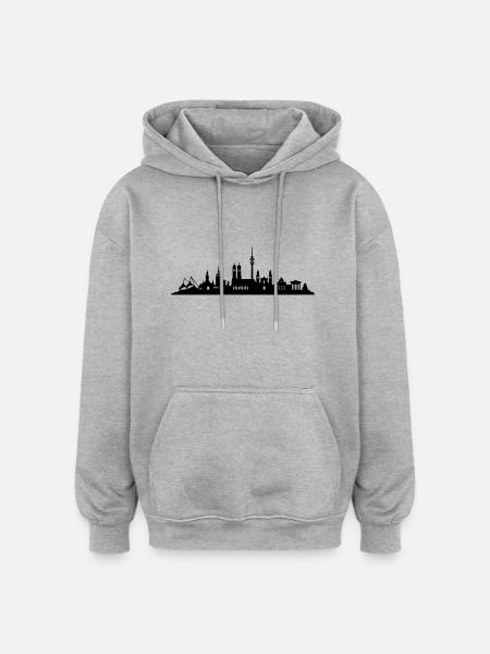 Skyline München - Oversized Unisex Hoodie - Grau meliert