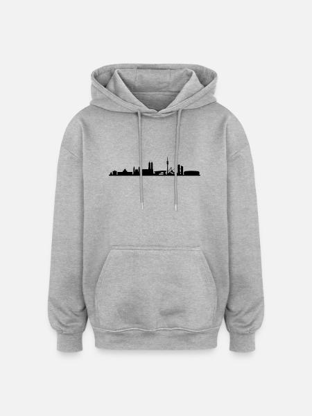 Skyline - München 2018 - Oversized Unisex Hoodie - Grau meliert