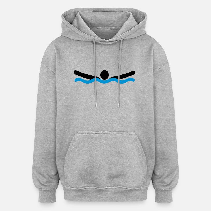 Nager avec les dauphins - Sweat à capuche oversize unisexe - gris chiné
