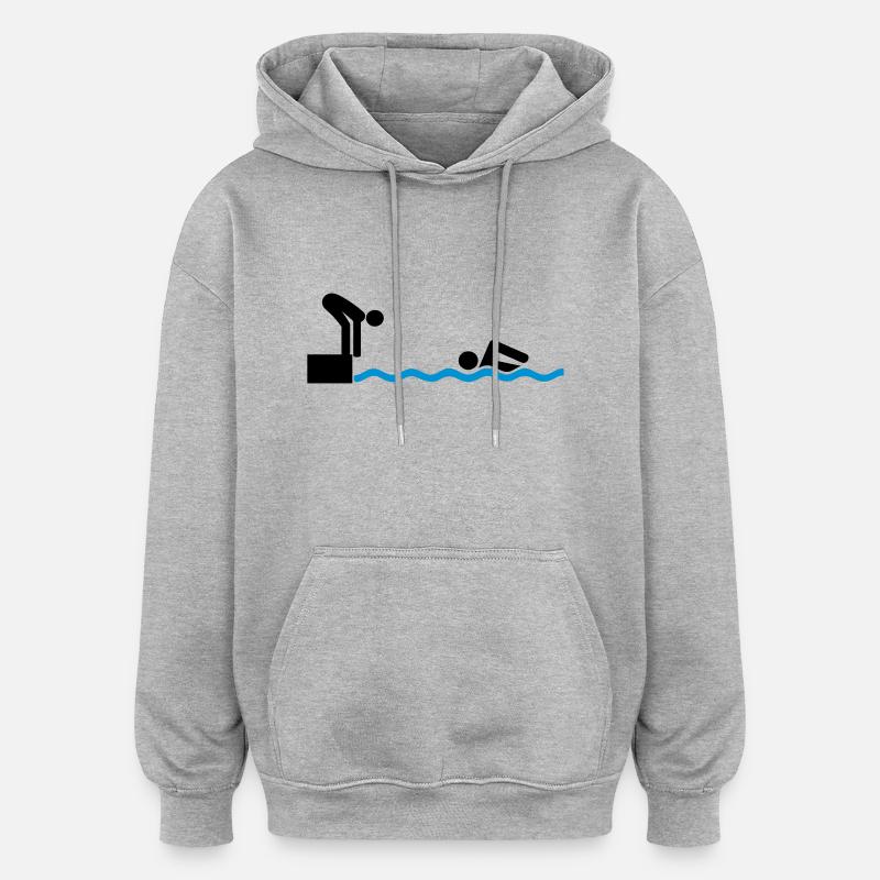 Relais natation - Sweat à capuche oversize unisexe - gris chiné