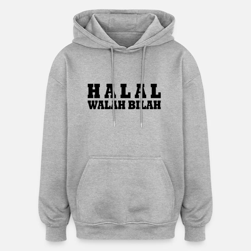 Halal walah bilah - Sweat à capuche oversize unisexe - gris chiné