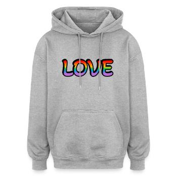 Amour arc-en-ciel rétro - Sweat à capuche oversize unisexe - gris chiné - Devant - Noah (186cm)