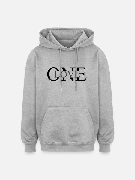 ONELOVE - Oversized Unisex Hoodie - Grau meliert