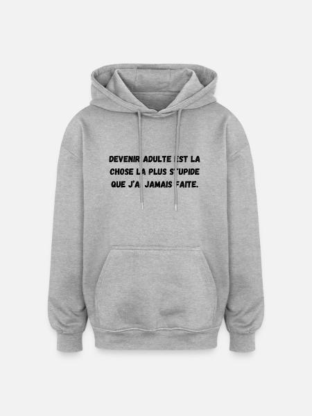 adulte - Sweat à capuche oversize unisexe - gris chiné