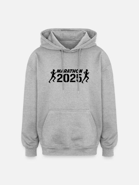 marathon 2025 frauen - Oversized Unisex Hoodie - Grau meliert