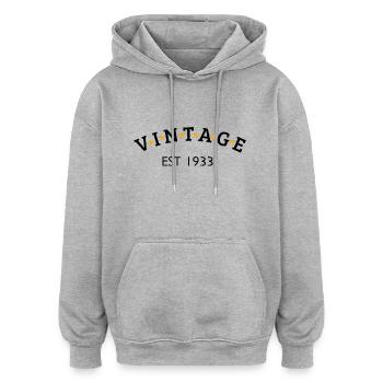 Vintage is 1933 - Oversized Unisex Hoodie - heather grey - Front - Noah (186cm)