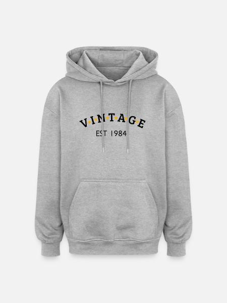 Jahrgang ist 1984 - Oversized Unisex Hoodie - Grau meliert