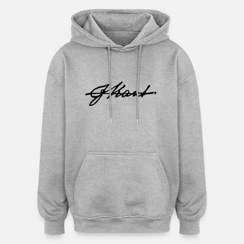 la signature d'Emmanuel Kant - Sweat à capuche oversize unisexe - gris chiné