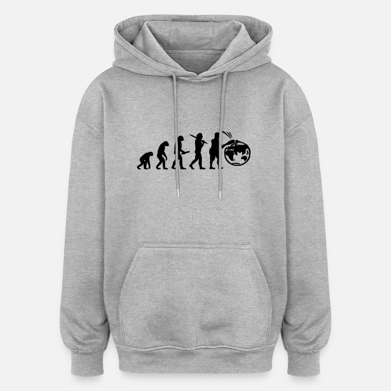 Evolution Planeten Erde Welt - Oversized Unisex Hoodie - Grau meliert