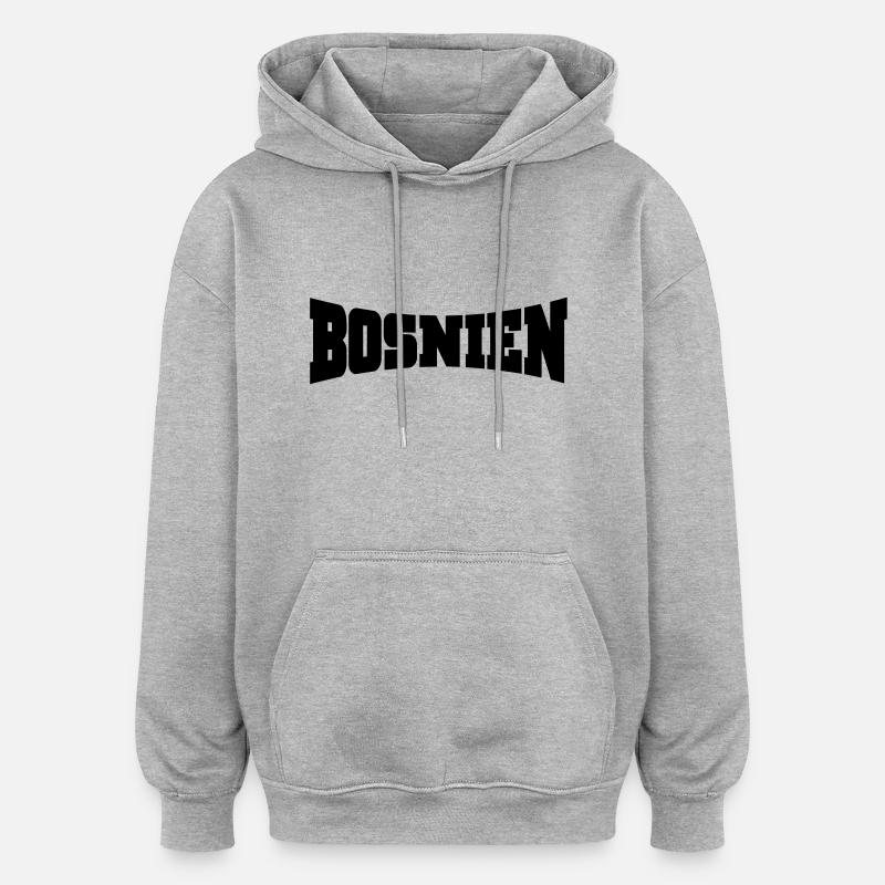 Bosnie logo - Sweat à capuche oversize unisexe - gris chiné