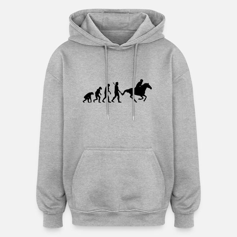 Evolution Reiten - Oversized Unisex Hoodie - Grau meliert