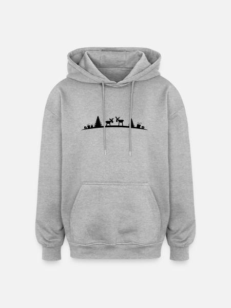 Elche im Wald - Oversized Unisex Hoodie - Grau meliert