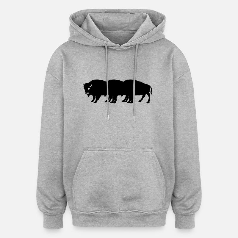 bisons - Oversized Unisex Hoodie - Grau meliert