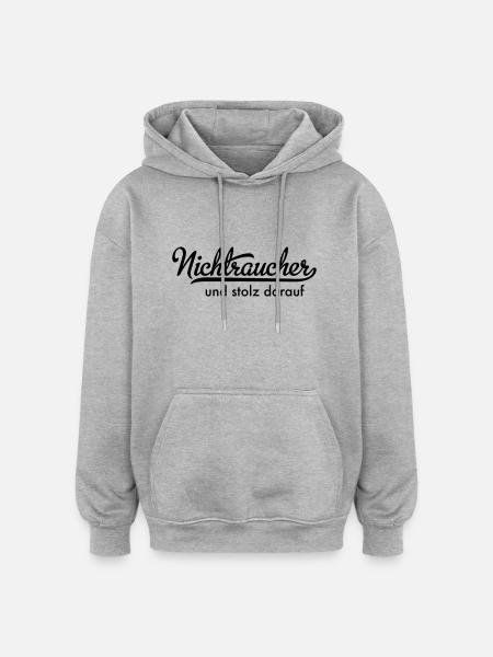 Nichtraucher - Oversized Unisex Hoodie - Grau meliert